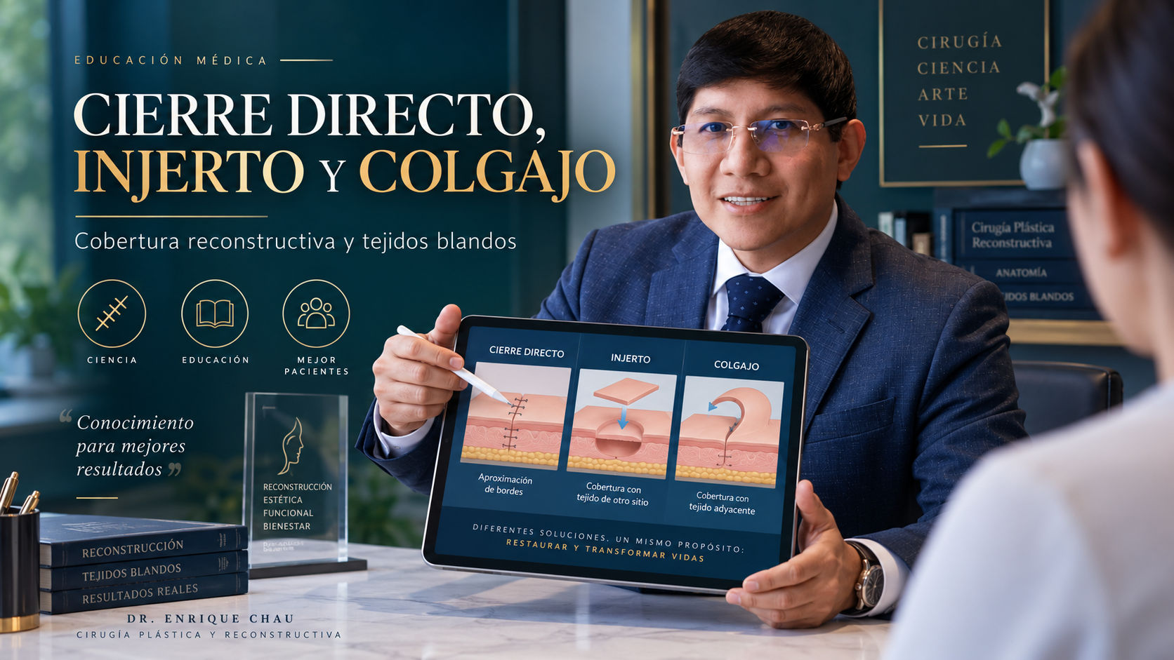 Cierre directo injerto o colgajo explicado por el Dr. Enrique Chau
